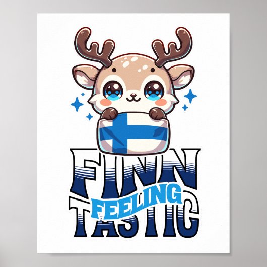 Feeling Finn-Tastic Cute Reindeer Lapland  ポスター (正面)