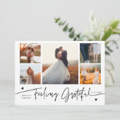 Feeling Grateful White Wedding Multi Photo サンキューカード (スタンド正面)