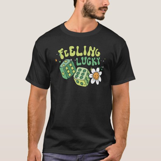 Feeling Lucky Dice Retro Groovy St Patrick's Day W Tシャツ (正面)