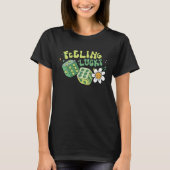 Feeling Lucky Dice Retro Groovy St Patrick's Day W Tシャツ (正面)