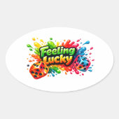 Feeling Lucky Dice Sticker” 楕円形シール (正面)