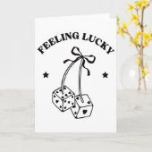 Feeling Lucky Retro Dice Valentine Cute Hearts Rib カード (黄色い花)