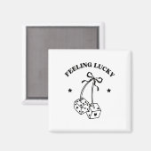 Feeling Lucky Retro Dice Valentine Cute Hearts Rib マグネット (正面/裏面)