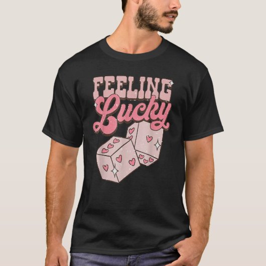 Feeling Lucky Valentines Day Cute Hearts Girls Boy Tシャツ (正面)