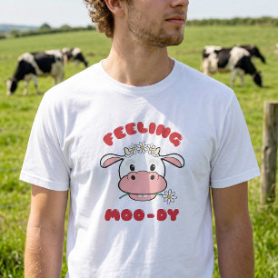 Feeling Moo-dy かわいい牛のキャラクターTシャツ Tシャツ