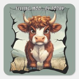 Feeling Moody Today Highland Cow スクエアシール