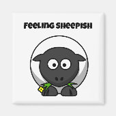 Feeling Sheepish Cute Sheep Cartoon with Funny Pun マグネット (正面)