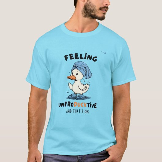 “Feeling unPRODUCKtive” Funny Duck T-Shirt Tシャツ (正面)