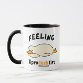 Feeling Unproductive Funny Sleeping Duck Meme マグカップ (左)
