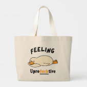 Feeling Unproductive Funny Sleeping Duck Meme ラージトートバッグ (裏面)