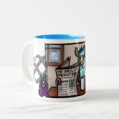 Feepingの創造物のマグ-朝のコーヒーモンスター ツートーンマグカップ (正面左)