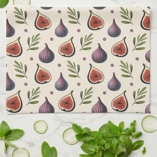 Feigen- Blätter- Muster キッチンタオル (折り畳み)