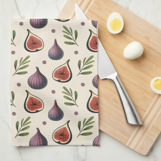 Feigen- Blätter- Muster キッチンタオル (四つ折り)