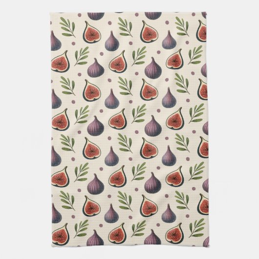 Feigen- Blätter- Muster キッチンタオル (縦)
