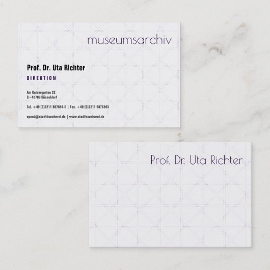 fein bemustert, klar, gut lesbar 名刺 (正面/裏面)
