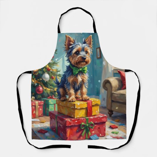 Feisty Australian Terrier King of Christmas Gifts  エプロン (正面)