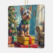 Feisty Australian Terrier King of Christmas Gifts  セラミックオーナメント (左)