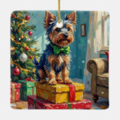 Feisty Australian Terrier King of Christmas Gifts  セラミックオーナメント (裏面)