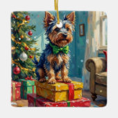Feisty Australian Terrier King of Christmas Gifts  セラミックオーナメント (正面)