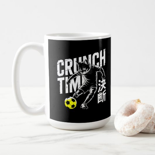 Feisty Soccer Cat Mug - Crunch Time Coffee Cup コーヒーマグカップ (ドーナツ)