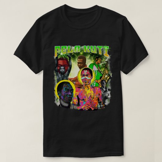 Fela Kuti Vintage Bootleg Afrobeat Collage art Tシャツ (デザイン正面)