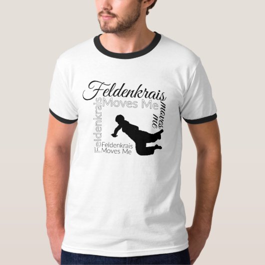 Feldenkraisは私を黒いワイシャツ|及び白動かします Tシャツ (正面)