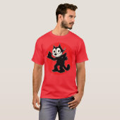 Feli Cartoon Cat Red Sunset Sly Smiling Feliee vin Tシャツ (正面フル)