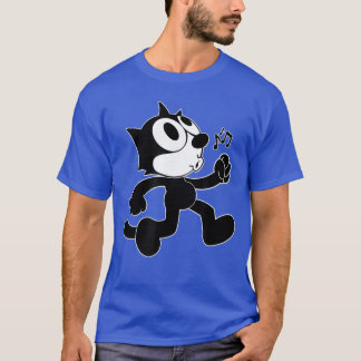 Feli Cartoon Whistling and Walking Music Notes Fel Tシャツ
