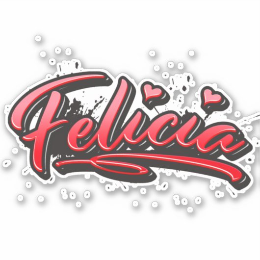 Felicia red Heart Graffiti Aufkleber Sticker シール (正面)