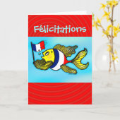 FÉLICITATIONSのフランスのな旗の魚のおもしろいな挨拶状 カード (黄色い花)