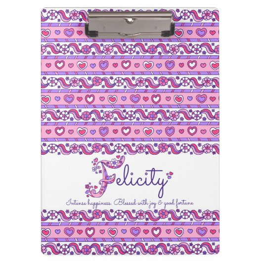 Felicity name意味ハート文字Fクリップボード クリップボード (正面)