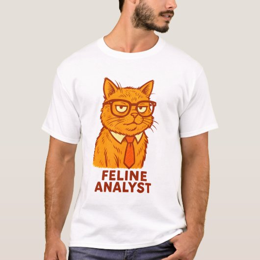 Feline Analyst – Funny Retro Cat Gift Tシャツ (正面)