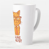 Feline Analyst Retro Cat Mug – Cat Lover Gift カフェラテマグ (右アングル)