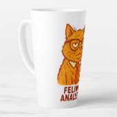 Feline Analyst Retro Cat Mug – Cat Lover Gift カフェラテマグ (左アングル)