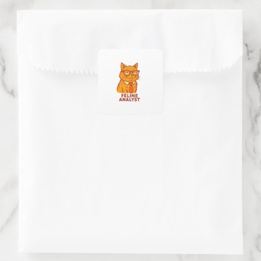 Feline Analyst Retro Cat Mug – Cat Lover Gift スクエアシール (バッグ)