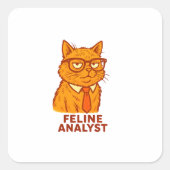 Feline Analyst Retro Cat Mug – Cat Lover Gift スクエアシール (正面)