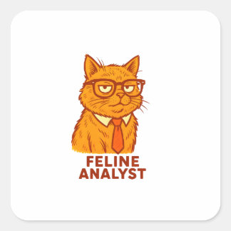 Feline Analyst Retro Cat Mug – Cat Lover Gift スクエアシール