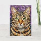 Feline and Floral | Happy Birthday カード (正面)