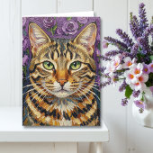 Feline and Floral | Happy Birthday Sister カード