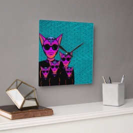 Feline character スクエア壁時計