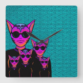 Feline character スクエア壁時計 (正面)