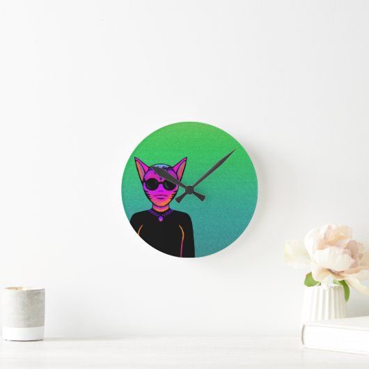 Feline character ラウンド壁時計 (ホーム)