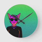 Feline character ラウンド壁時計 (正面)