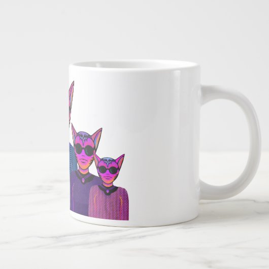 Feline characters Design ジャンボコーヒーマグカップ (右)
