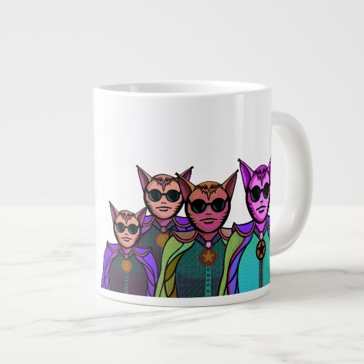 Feline Creatures Design Pickleball Paddle ジャンボコーヒーマグカップ (正面右)