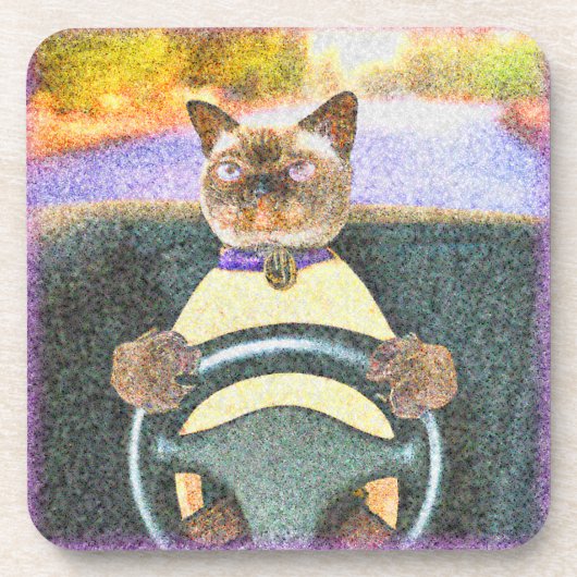「Feline Driver」かわいい写真。買今 コースター (正面)