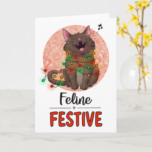 Feline Festive Cat Card カード (黄色い花)