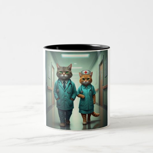 Feline First Responders Two-Tone Mug ツートーンマグカップ (中央)