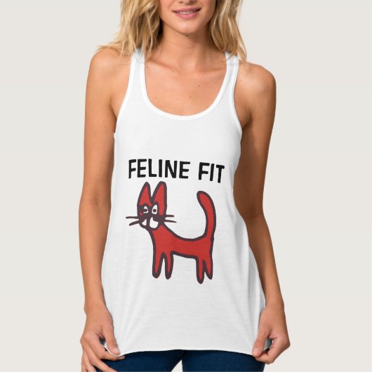 FELINE FIT猫好きトレーニングTシャツ タンクトップ (正面)