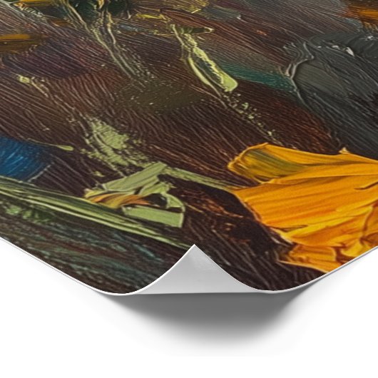 Feline Flight in a Forest of Fire - Leaping Bengal ポスター (角)